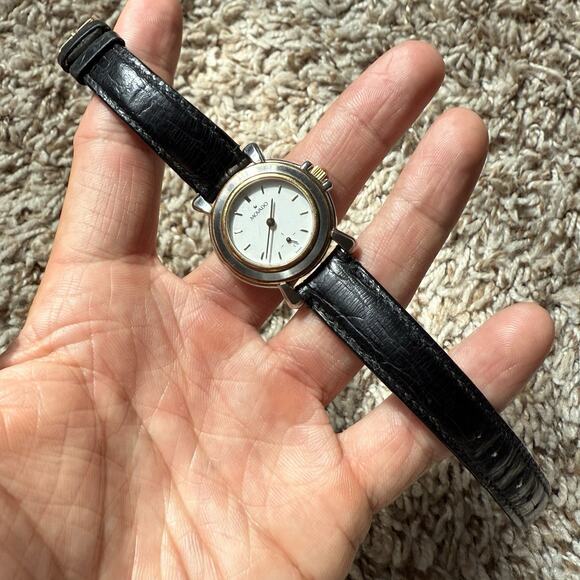 Vintage Movado Folio Manual Wind Watch Two Tone 18k Gold 26mm Ladies 95.C4.825 main image 5